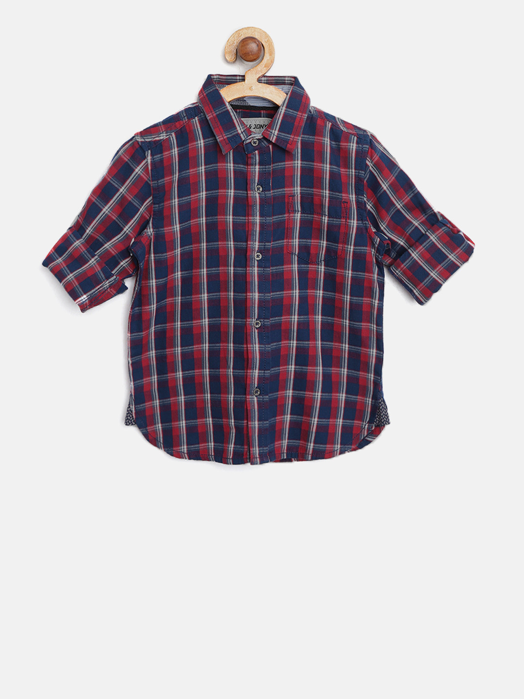 

Gini and Jony Boys Red & Navy Regular Fit Checked Casual Shirt
