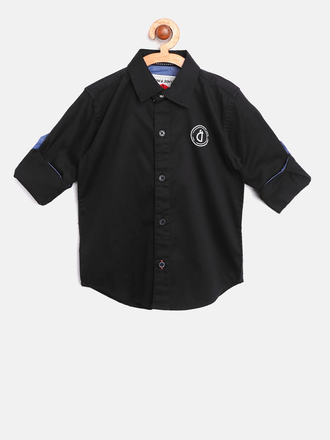 

Gini and Jony Boys Black Regular Fit Solid Casual Shirt