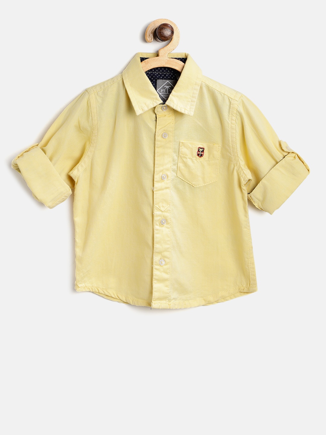 

Palm Tree Boys Yellow Regular Fit Solid Casual Shirt