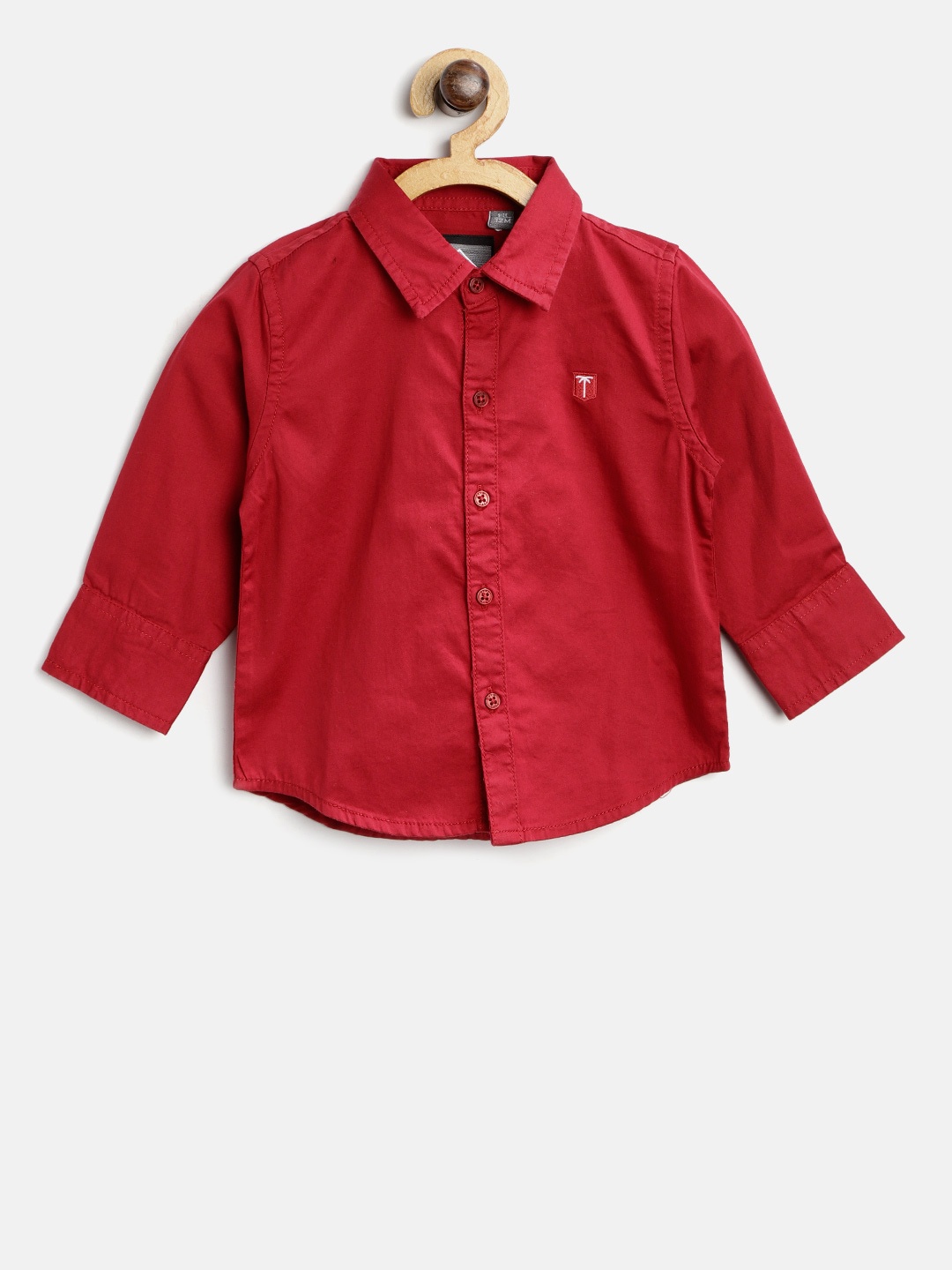

Palm Tree Boys Red Regular Fit Solid Casual Shirt