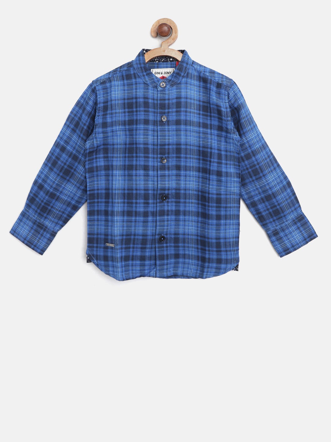 

Gini and Jony Boys Blue & Black Regular Fit Checked Casual Shirt