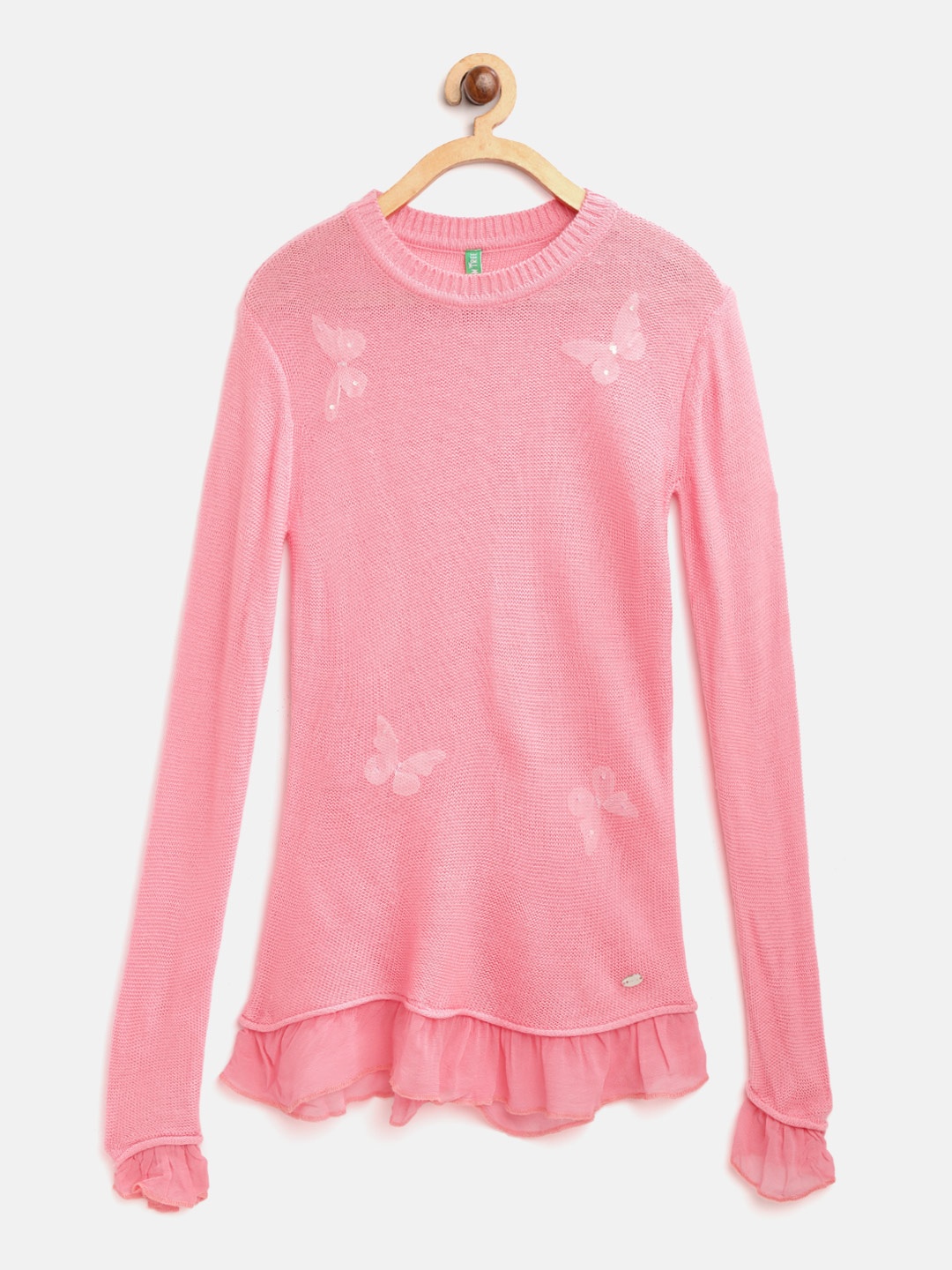 

Palm Tree Girls Pink Solid Sweater