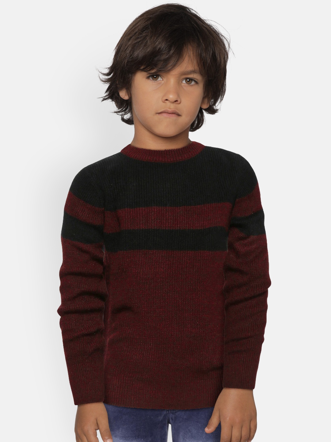 

Palm Tree Boys Burgundy & Black Colourblocked Pullover