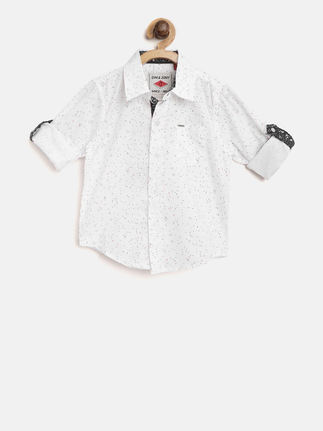 

Gini and Jony Boys White Regular Fit Printed Casual Shirt