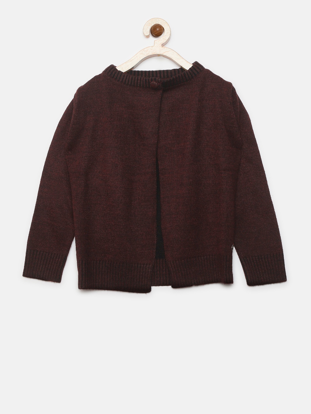 

Gini and Jony Girls Burgundy Solid Front-Open Cardigan