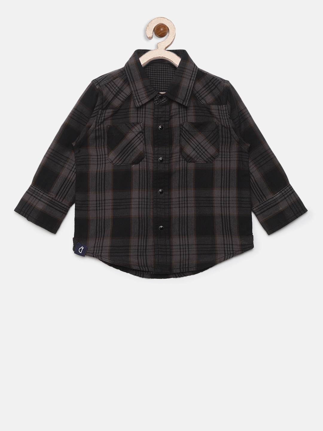 

Gini and Jony Boys Black & Brown Regular Fit Checked Reversible Casual Shirt
