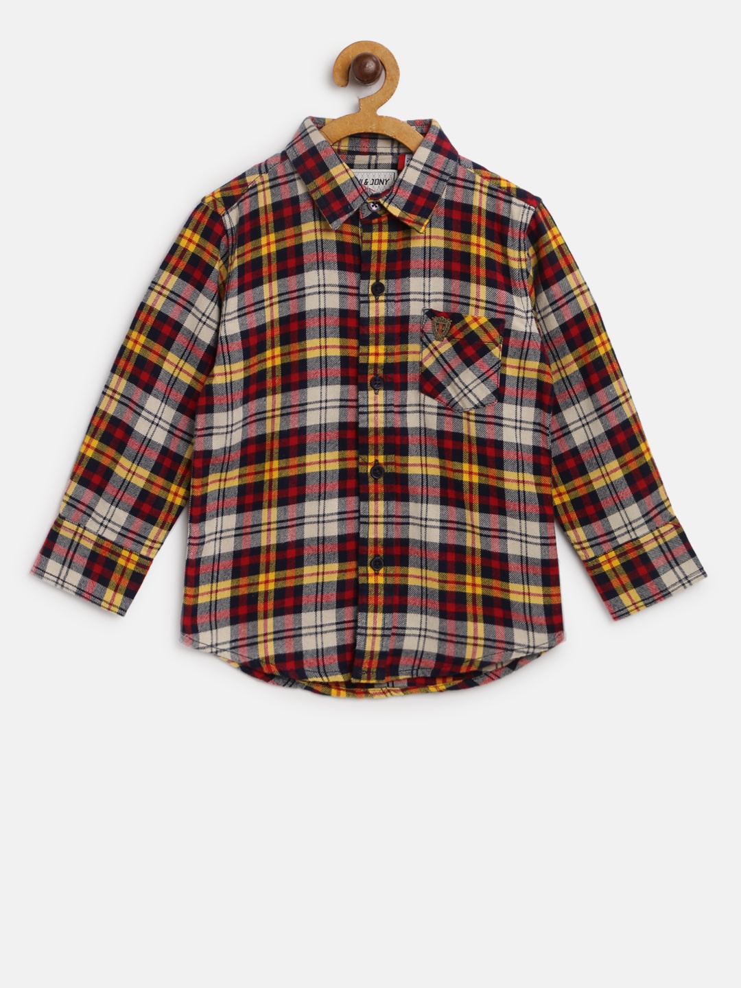 

Gini and Jony Boys Red & Mustard Yellow Regular Fit Checked Casual Shirt