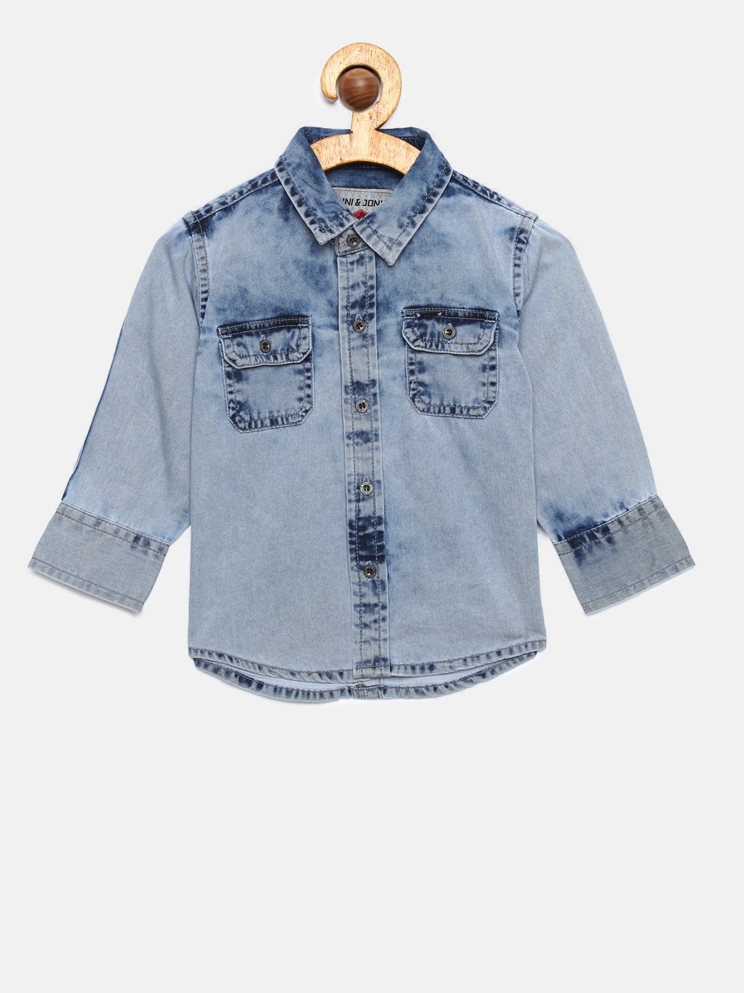 

Gini and Jony Boys Blue Regular Fit Faded Casual Denim Shirt