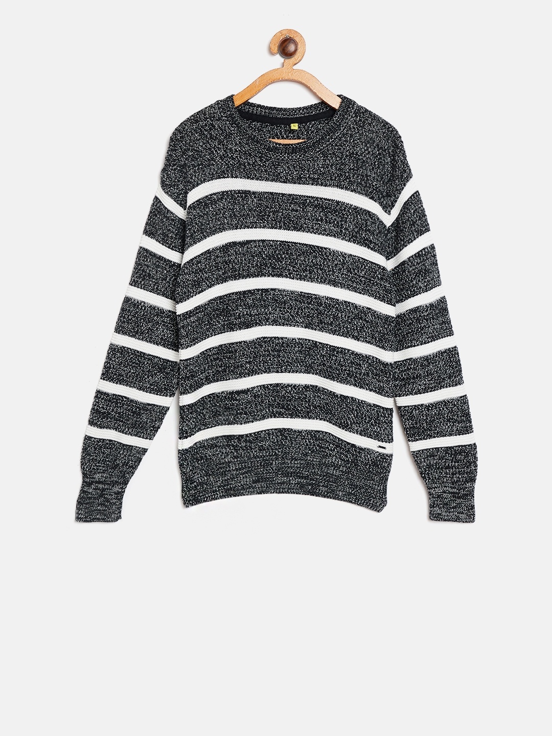 

Gini and Jony Boys Black & White Self-Striped Sweater