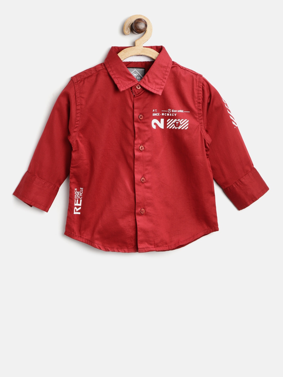 

Palm Tree Boys Red Regular Fit Solid Casual Shirt