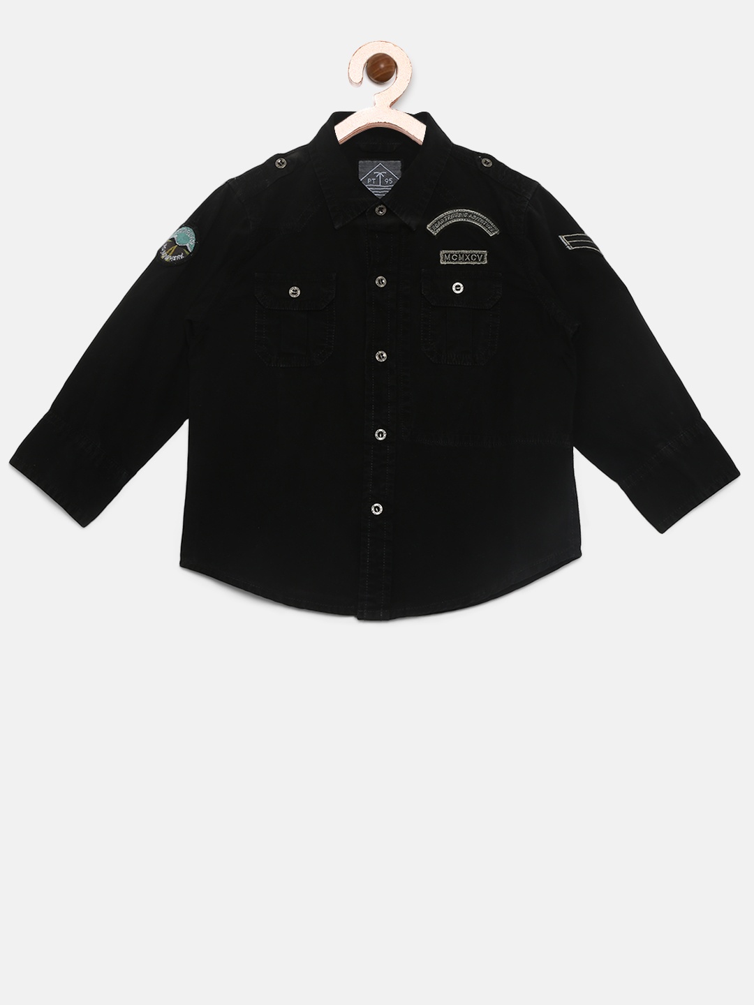 

Palm Tree Boys Black Regular Fit Solid Casual Shirt