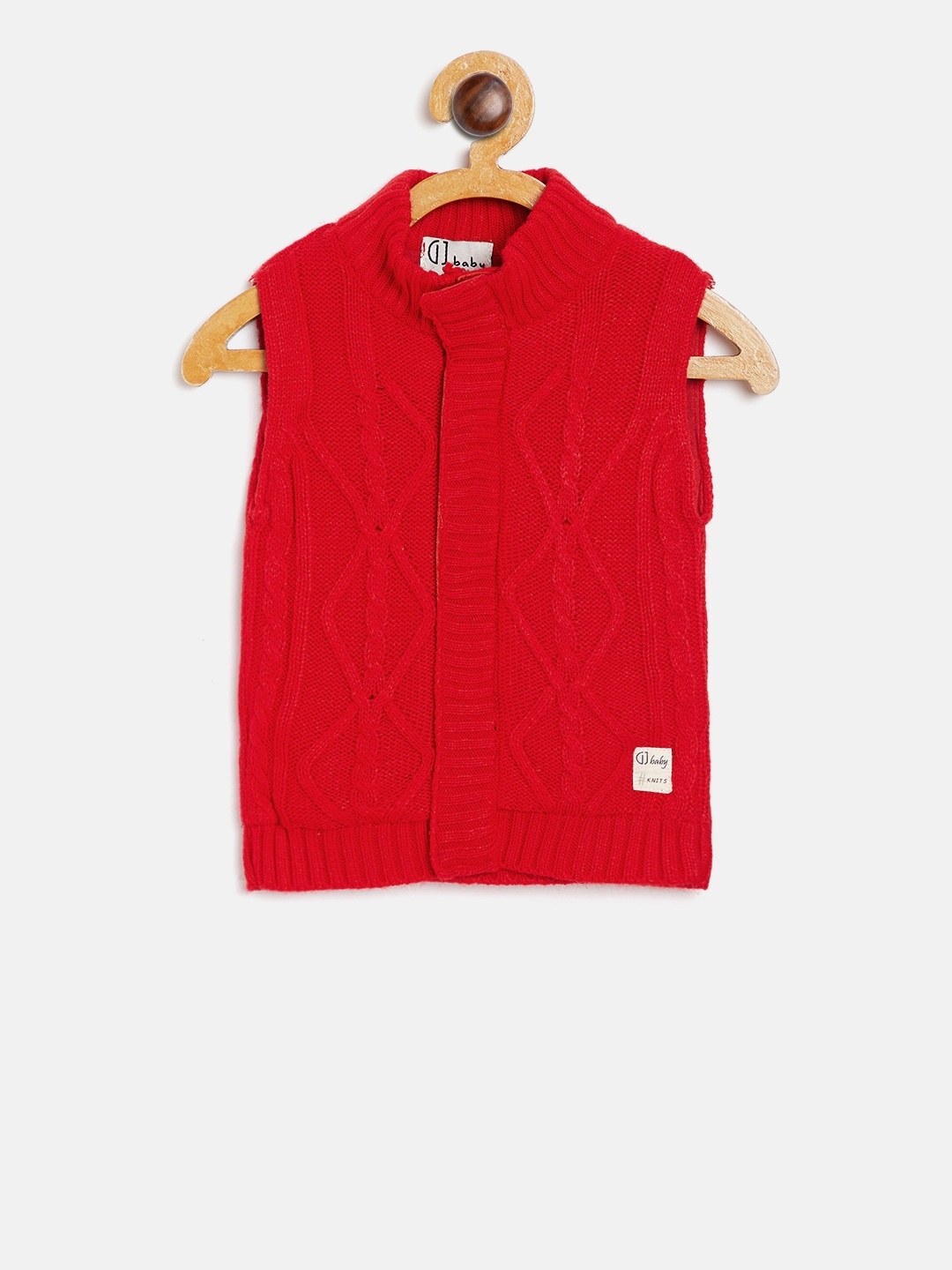 

Gini and Jony Boys Red Cable Knit Self Design Cardigan