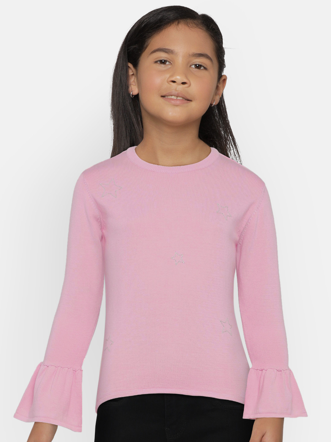 

Palm Tree Girls Pink Solid Sweater