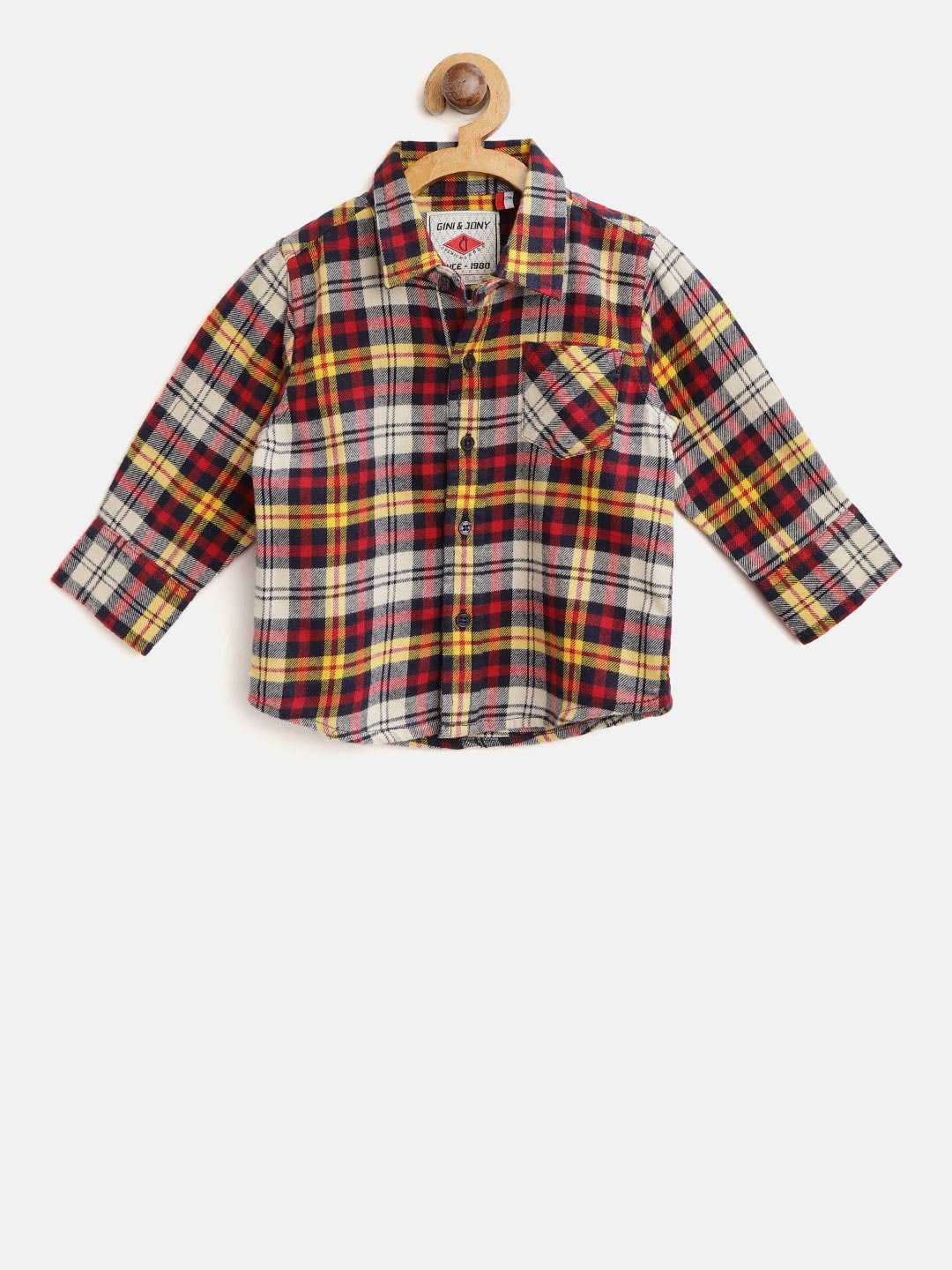 

Gini and Jony Boys Red & Beige Regular Fit Checked Casual Shirt