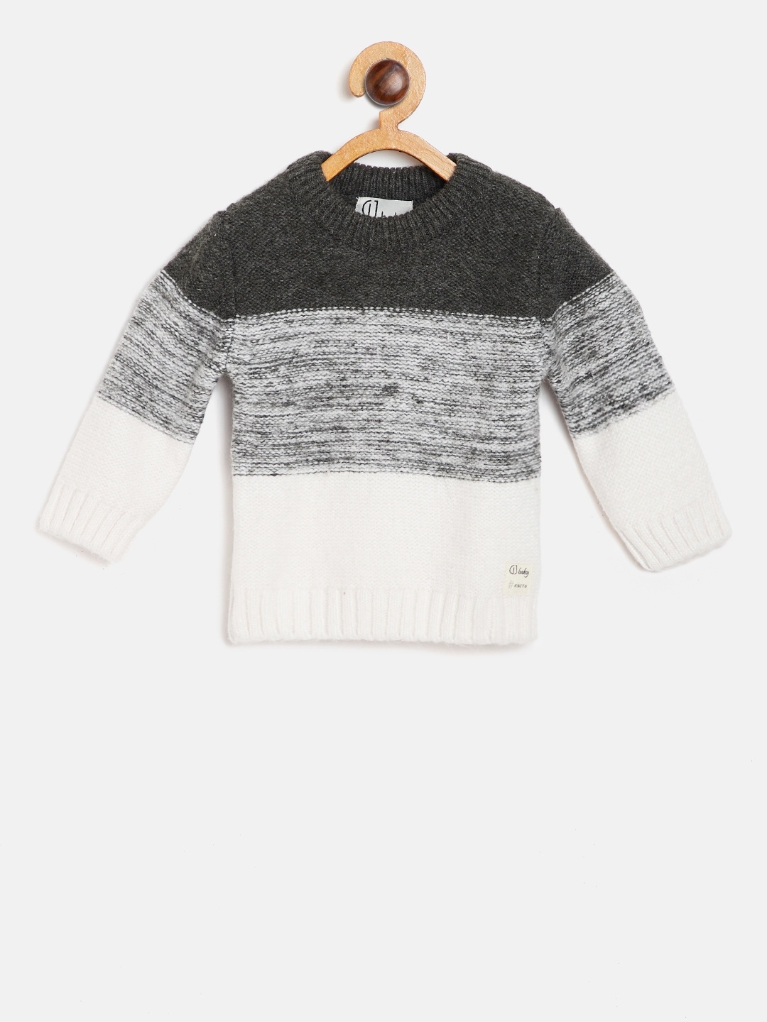 

Gini and Jony Boys White & Grey Colourblocked Sweater