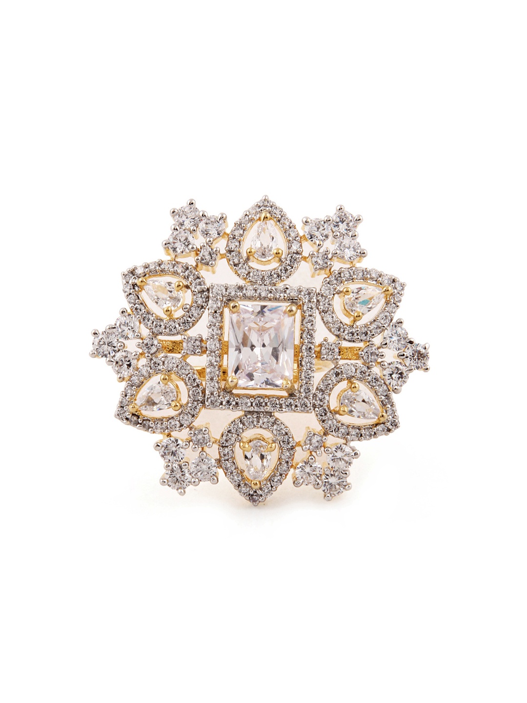 

Rubans Gold-Toned CZ-Studded Handcrafted Ring