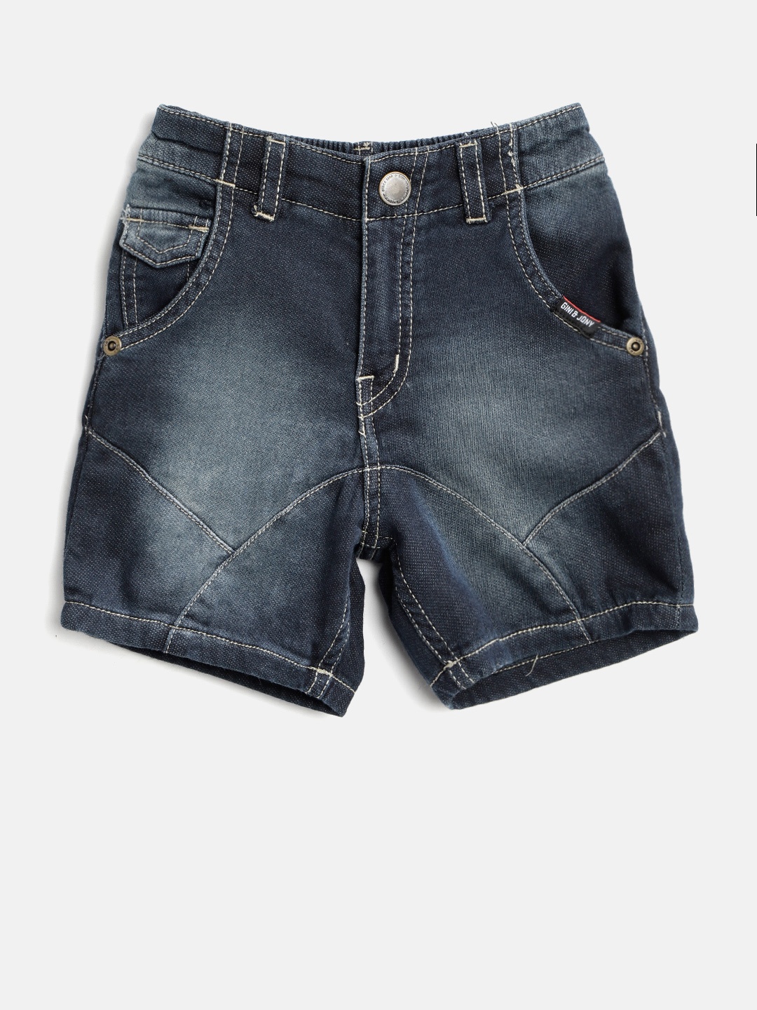 

Gini and Jony Boys Navy Blue Washed Regular Fit Denim Shorts
