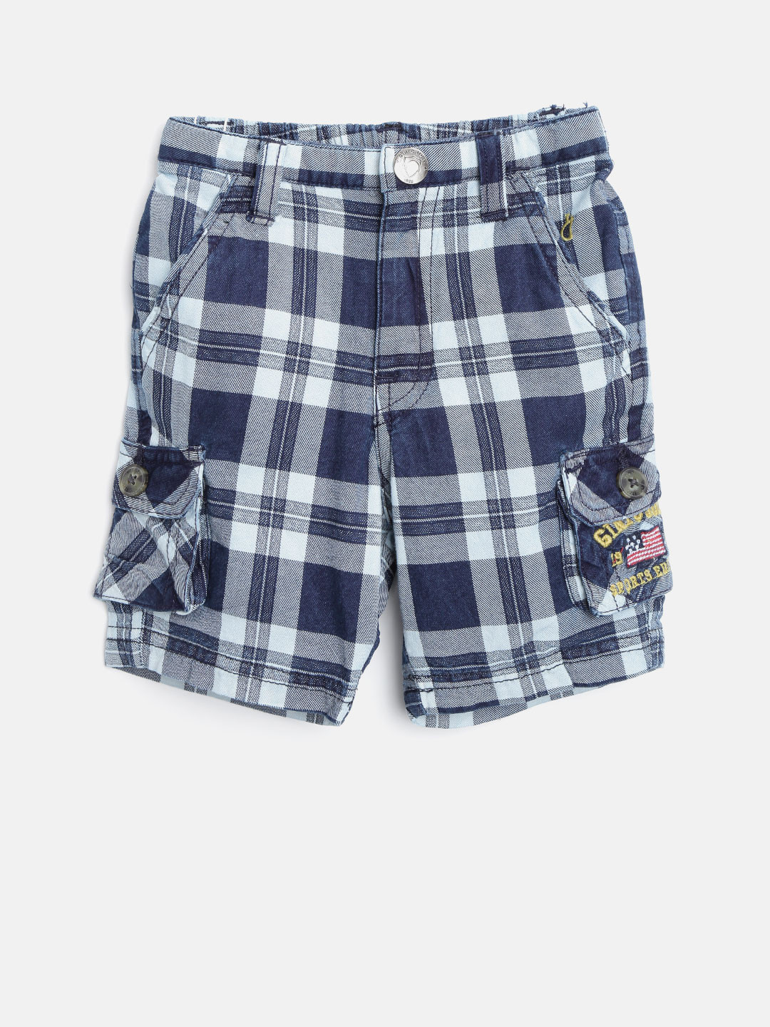 

Gini and Jony Boys Blue Checked Regular Fit Cargo Shorts