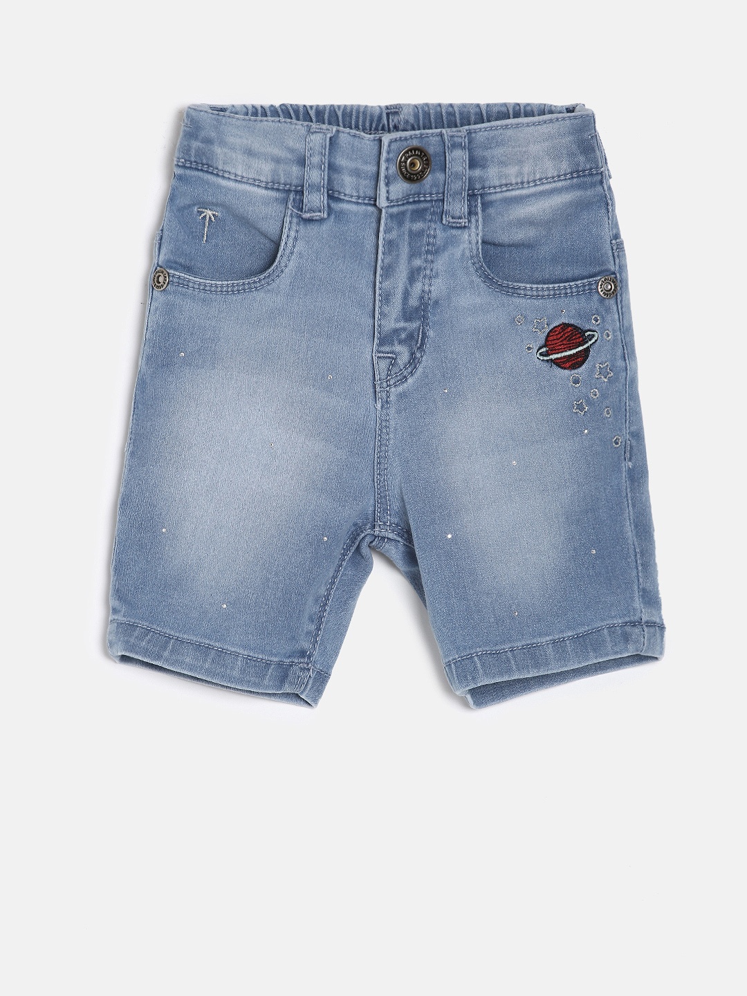 

Palm Tree Girls Blue Solid Regular Fit Denim Capris