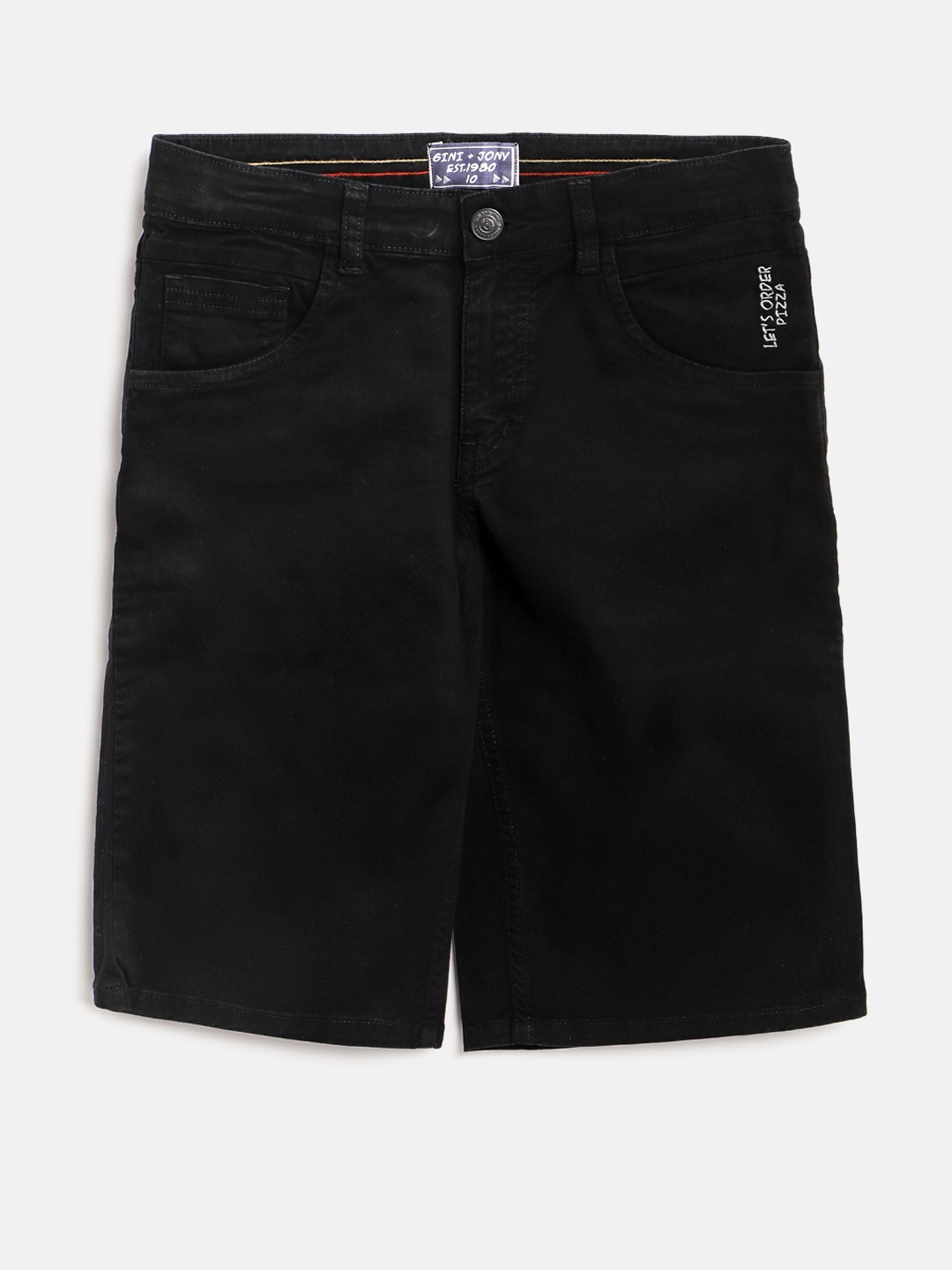 

Gini and Jony Boys Black Solid Regular Fit Chino Shorts