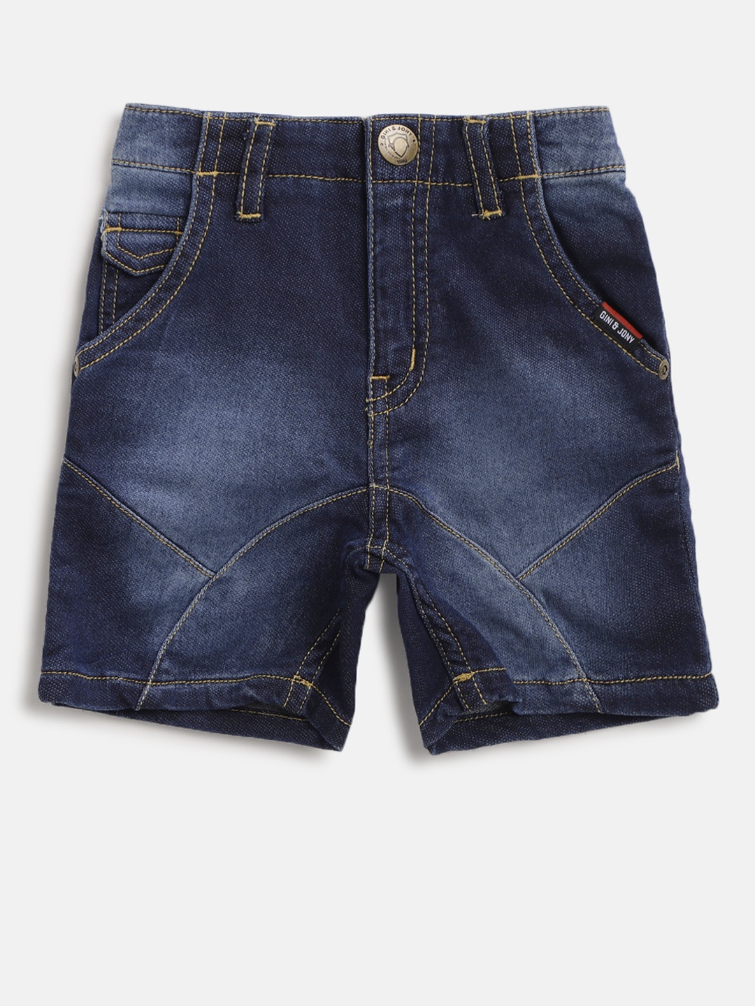 

Gini and Jony Boys Navy Blue Washed Regular Fit Denim Shorts