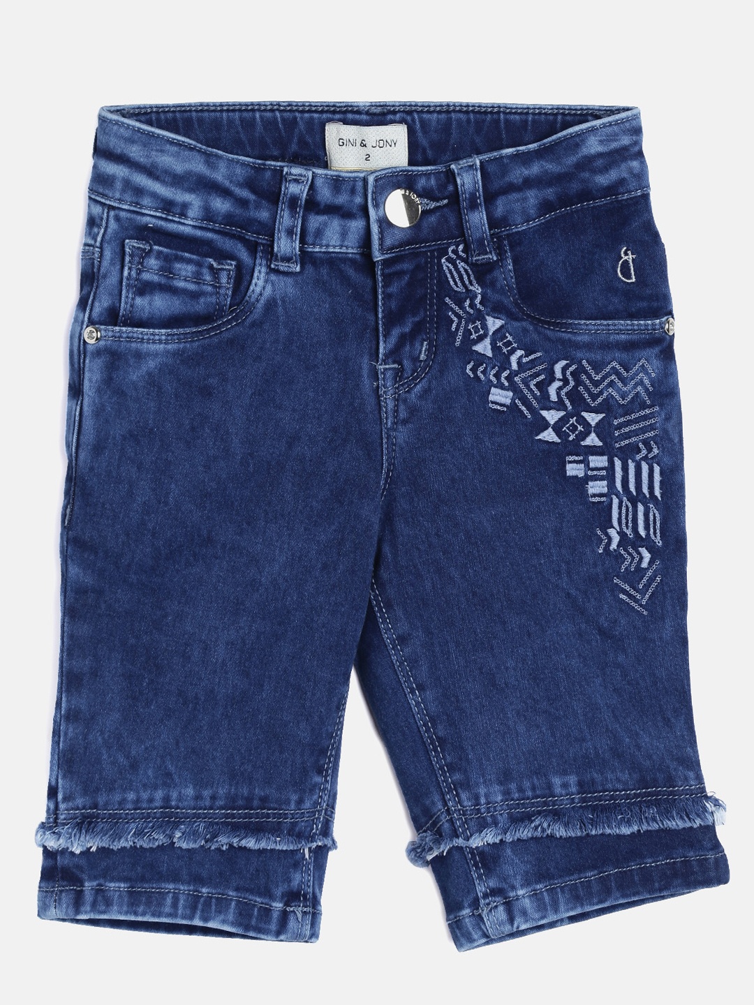 

Gini and Jony Girls Navy Blue Denim Regular Fit Capris