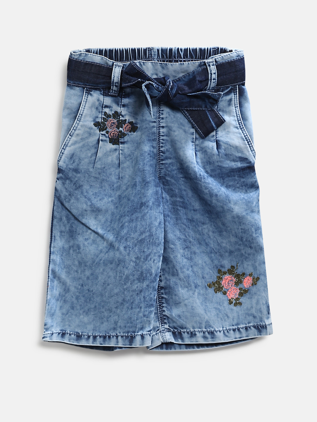 

Palm Tree Girls Blue Acid Wash Denim Capris
