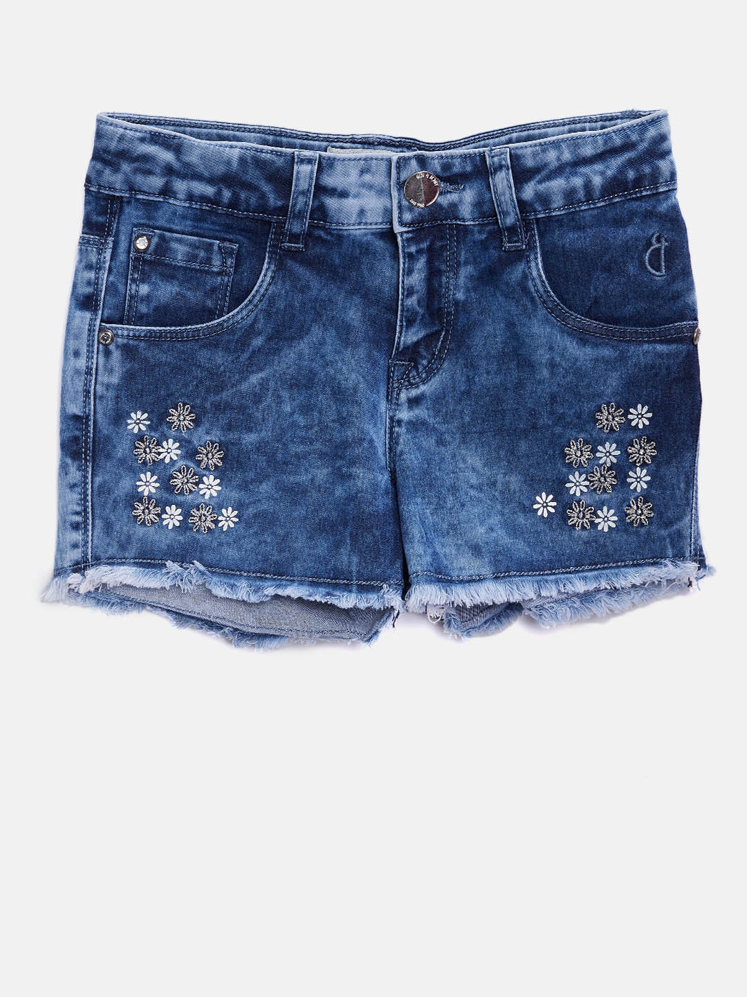 

Gini and Jony Girls Blue Denim Printed Faded Shorts