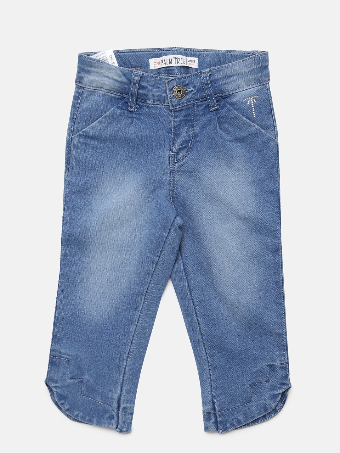 

Palm Tree Girls Blue Solid Regular Fit Capris