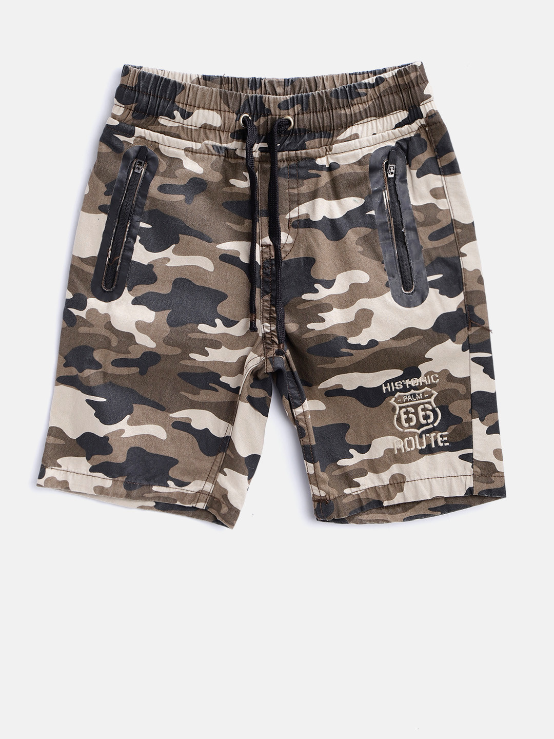 

Palm Tree Boys Brown & Black Camouflage Print Classic Fit Shorts