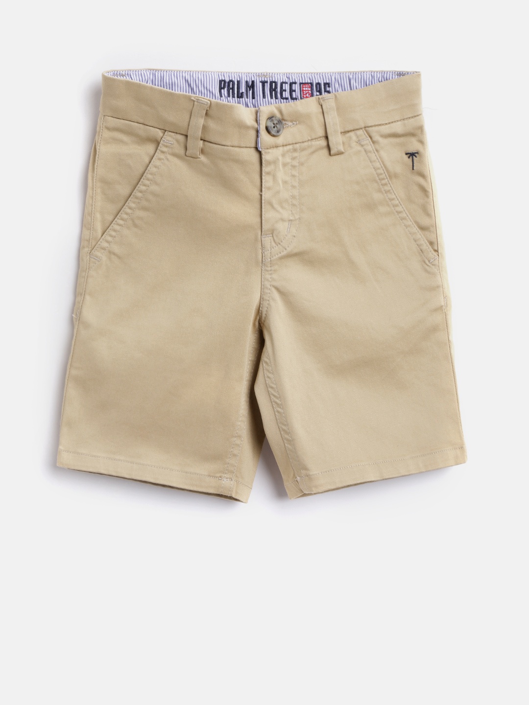 

Palm Tree Boys Khaki Solid Regular Fit Chino Shorts