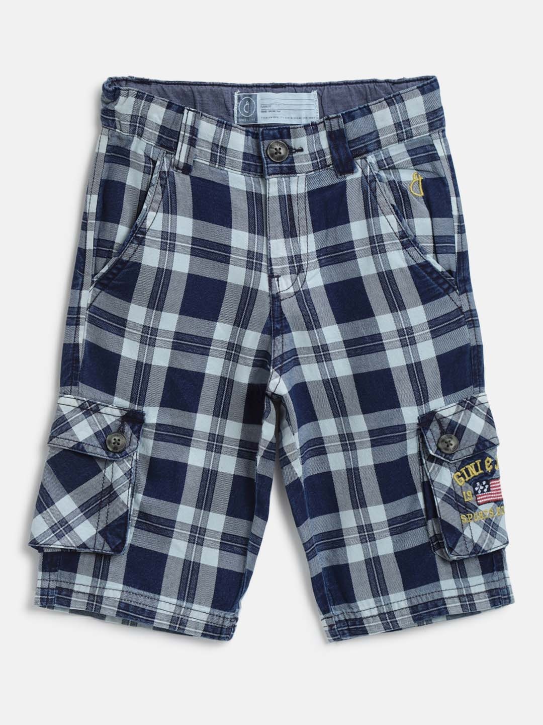 

Gini and Jony Boys Blue Checked Regular Shorts