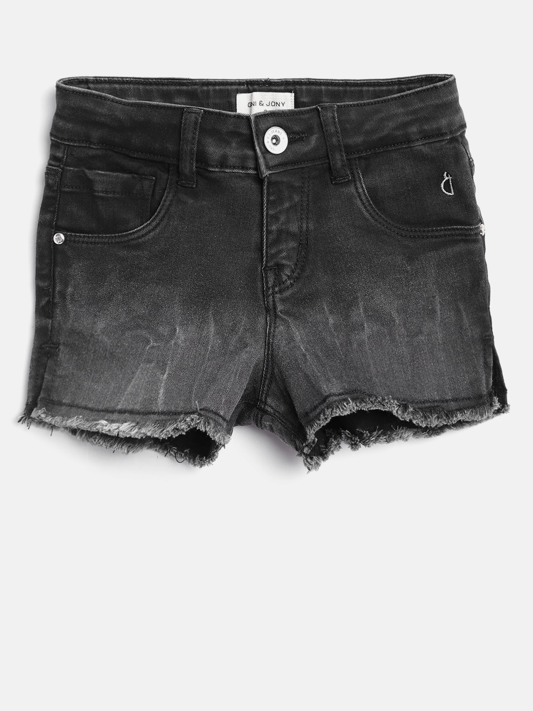 

Gini and Jony Girls Charcoal Grey Washed Regular Fit Denim Shorts