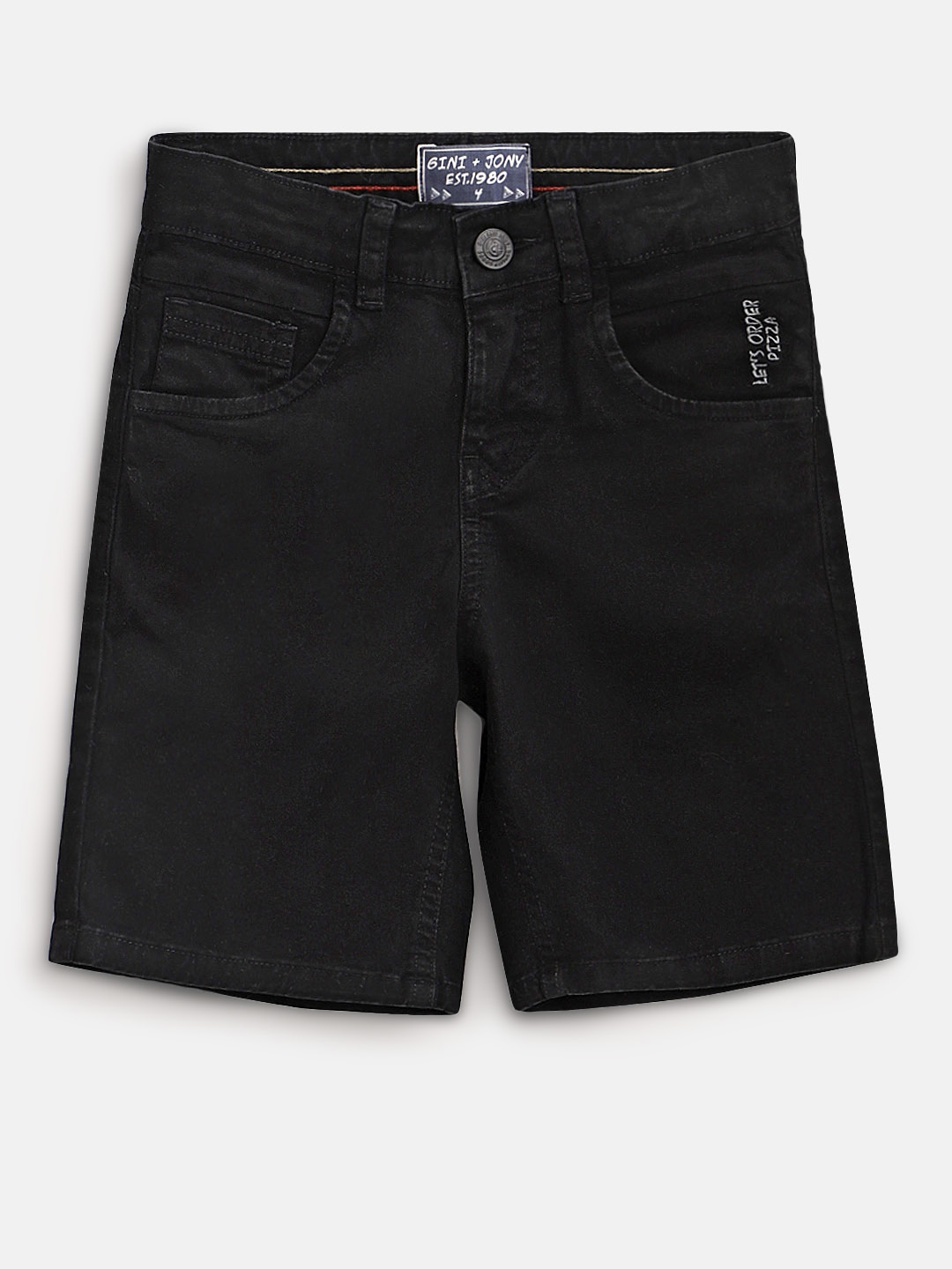 

Gini and Jony Boys Black Solid Regular Fit Chino Shorts