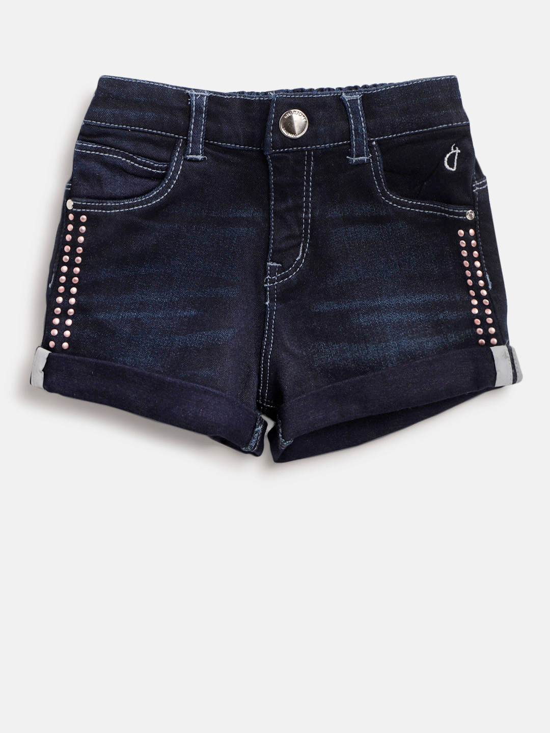 

Gini and Jony Girls Navy Blue Solid Regular Fit Denim Shorts