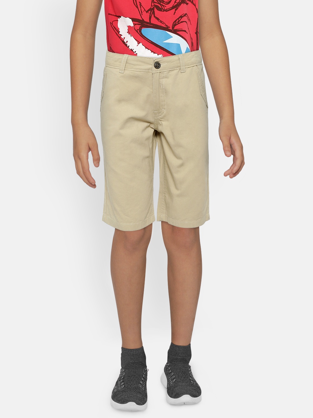 

Gini and Jony Boys Khaki Solid Regular Fit Shorts