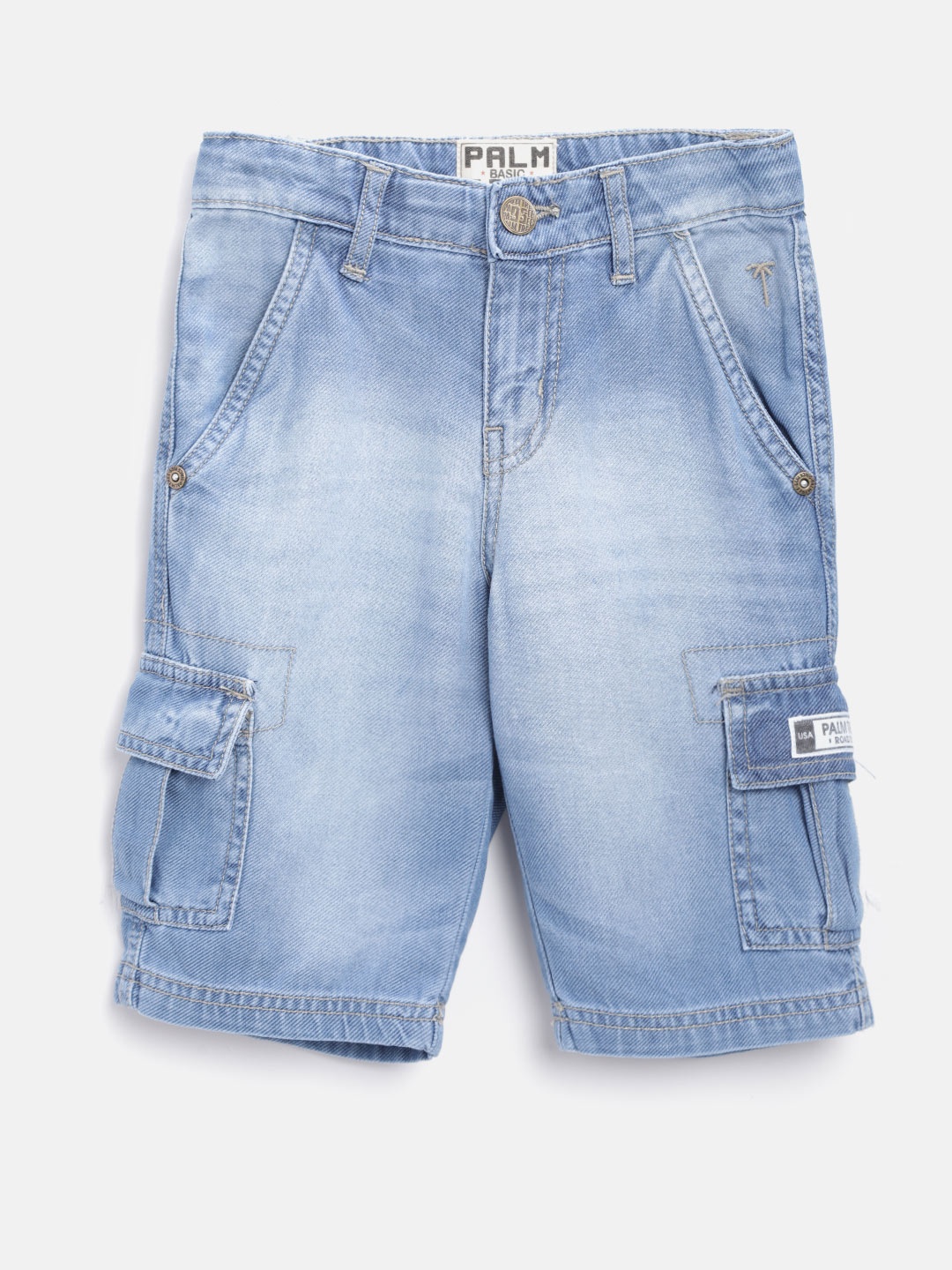 

Palm Tree Boys Blue Washed Regular Fit Denim Shorts