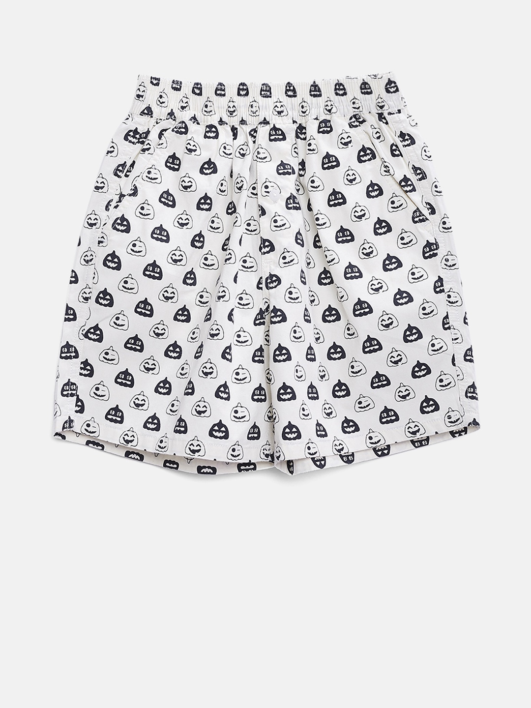 

Gini and Jony Boys White & Black Printed Shorts