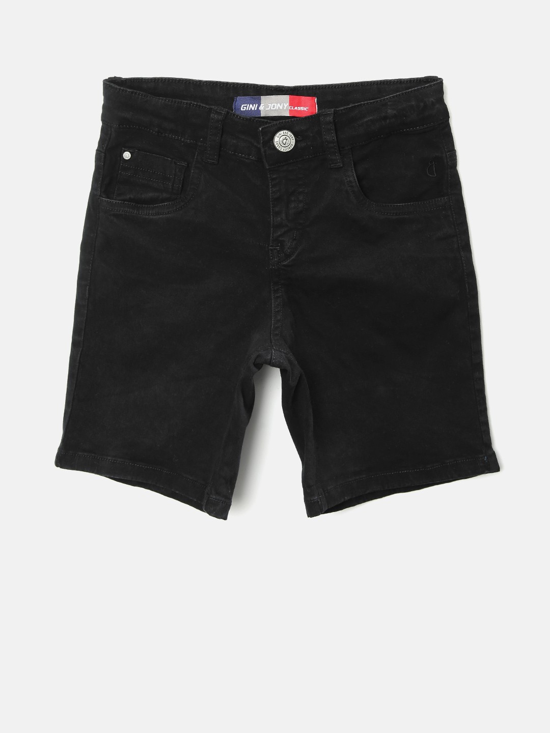 

Gini and Jony Boys Black Solid Regular Fit Shorts