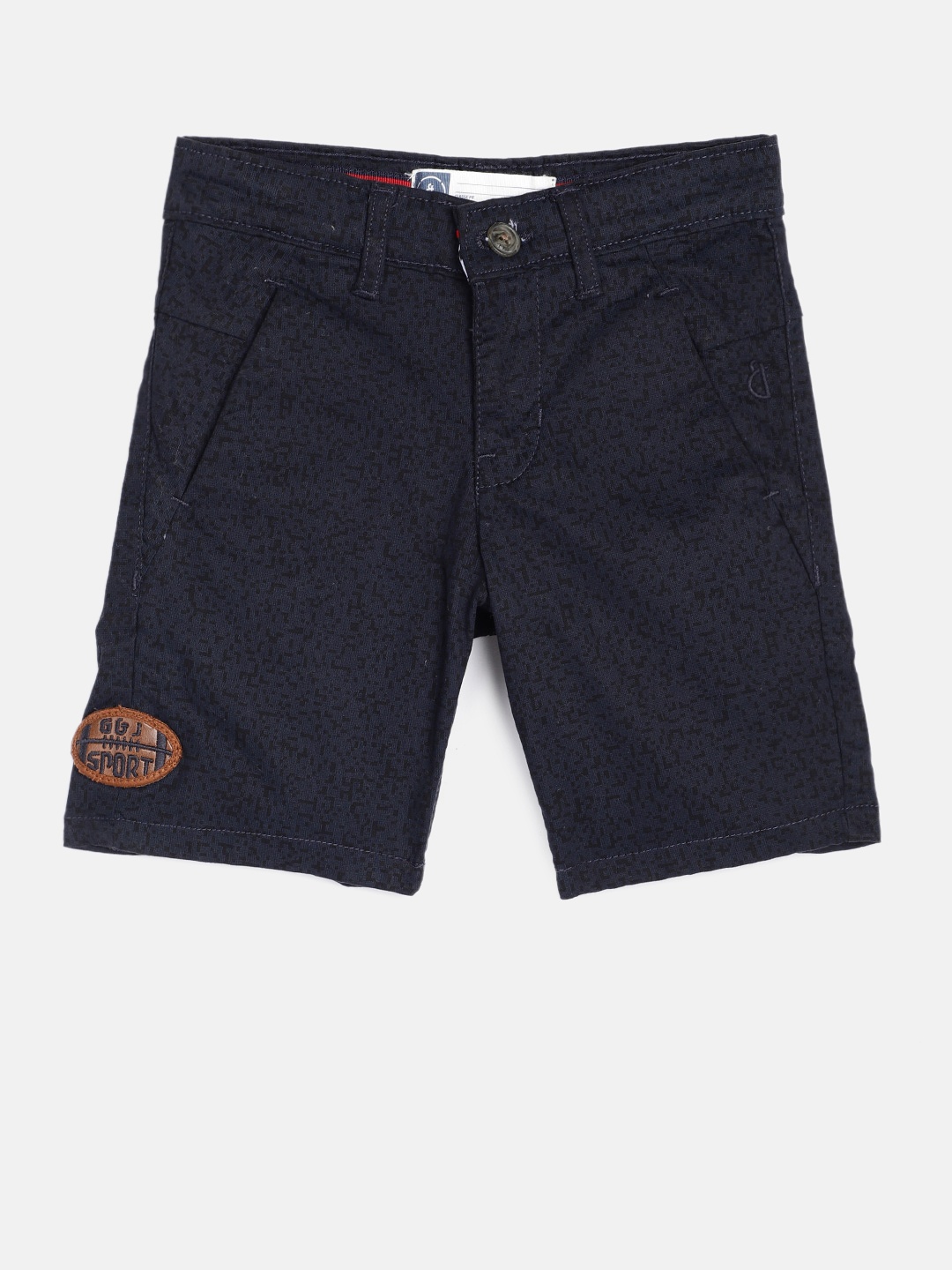 

Gini and Jony Boys Navy Blue Printed Regular Fit Regular Shorts