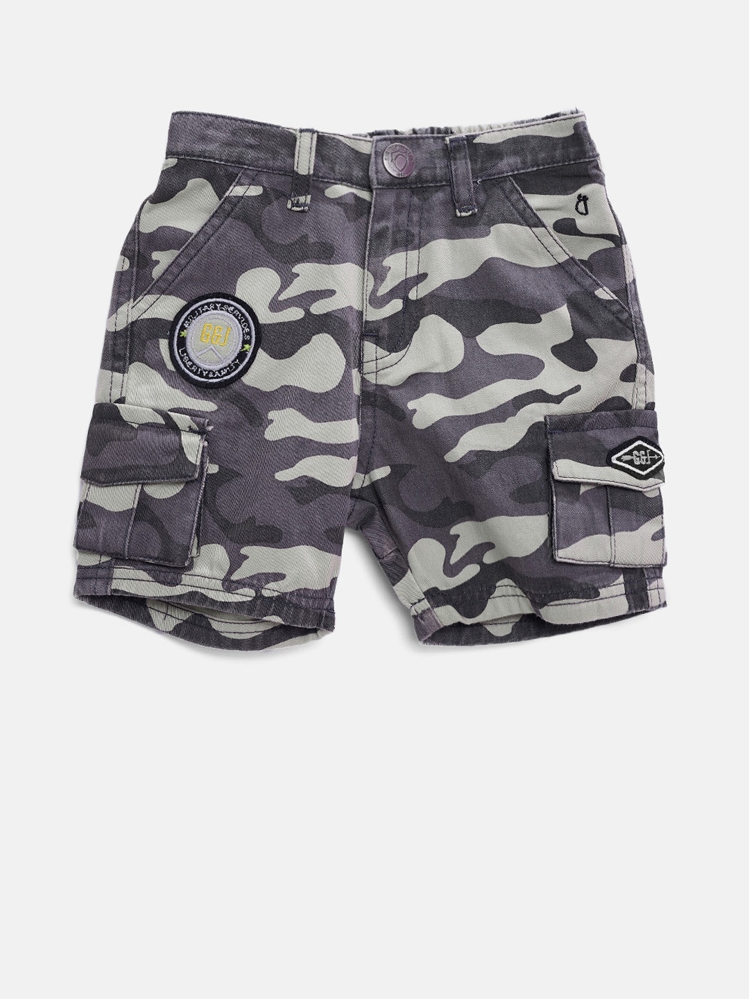 

Gini and Jony Boys Olive Green & Grey Printed Cargos
