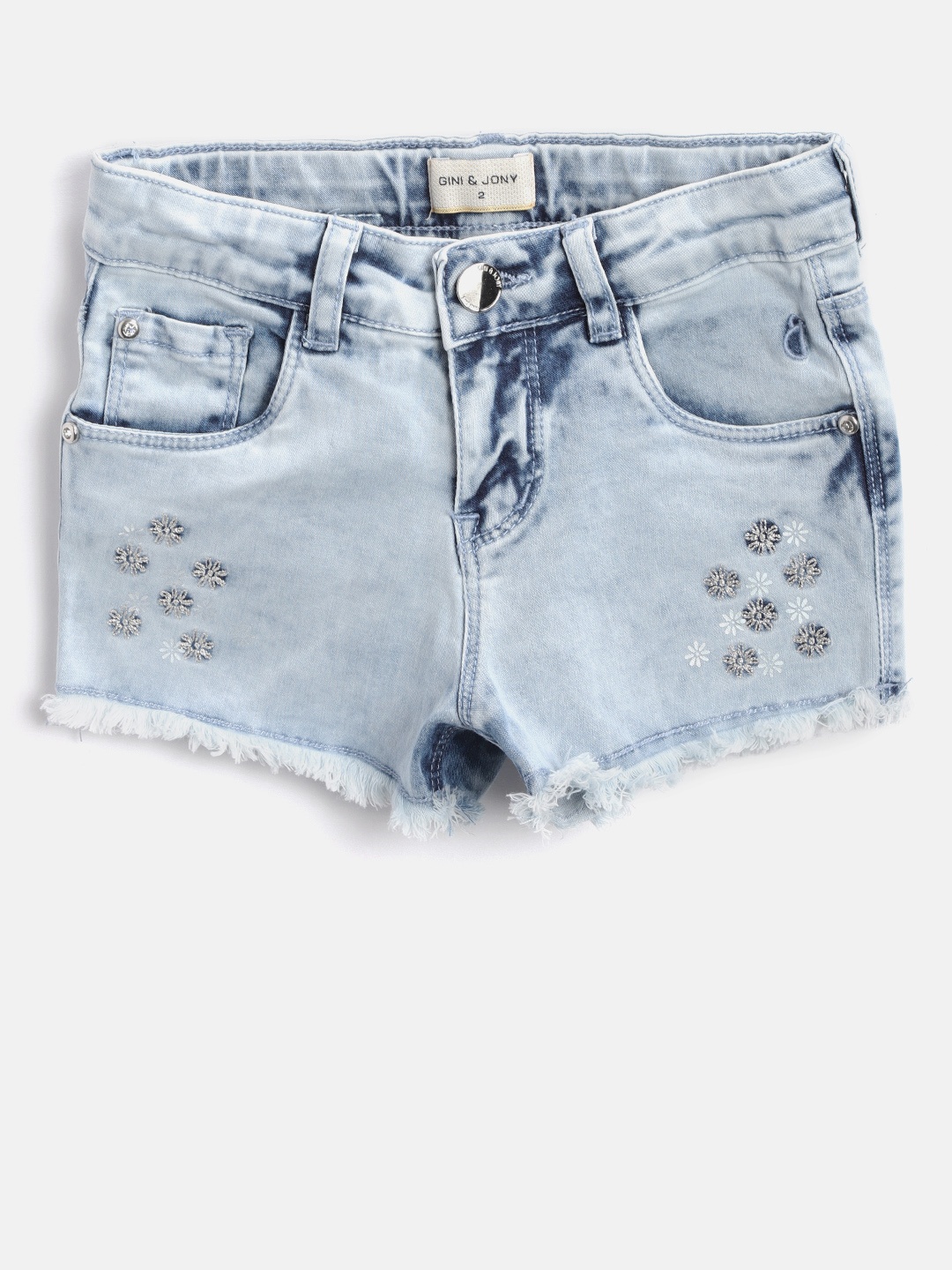 

Gini and Jony Girls Blue Solid Regular Fit Denim Shorts