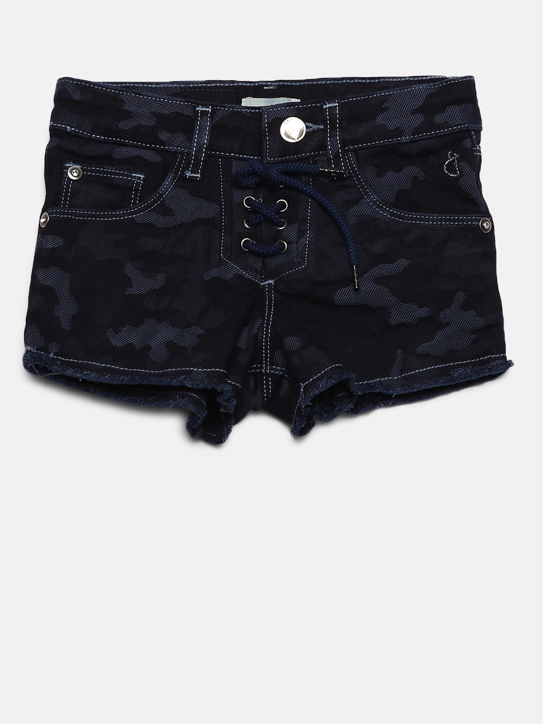 

Gini and Jony Girls Navy Camouflage Print Denim Shorts, Navy blue