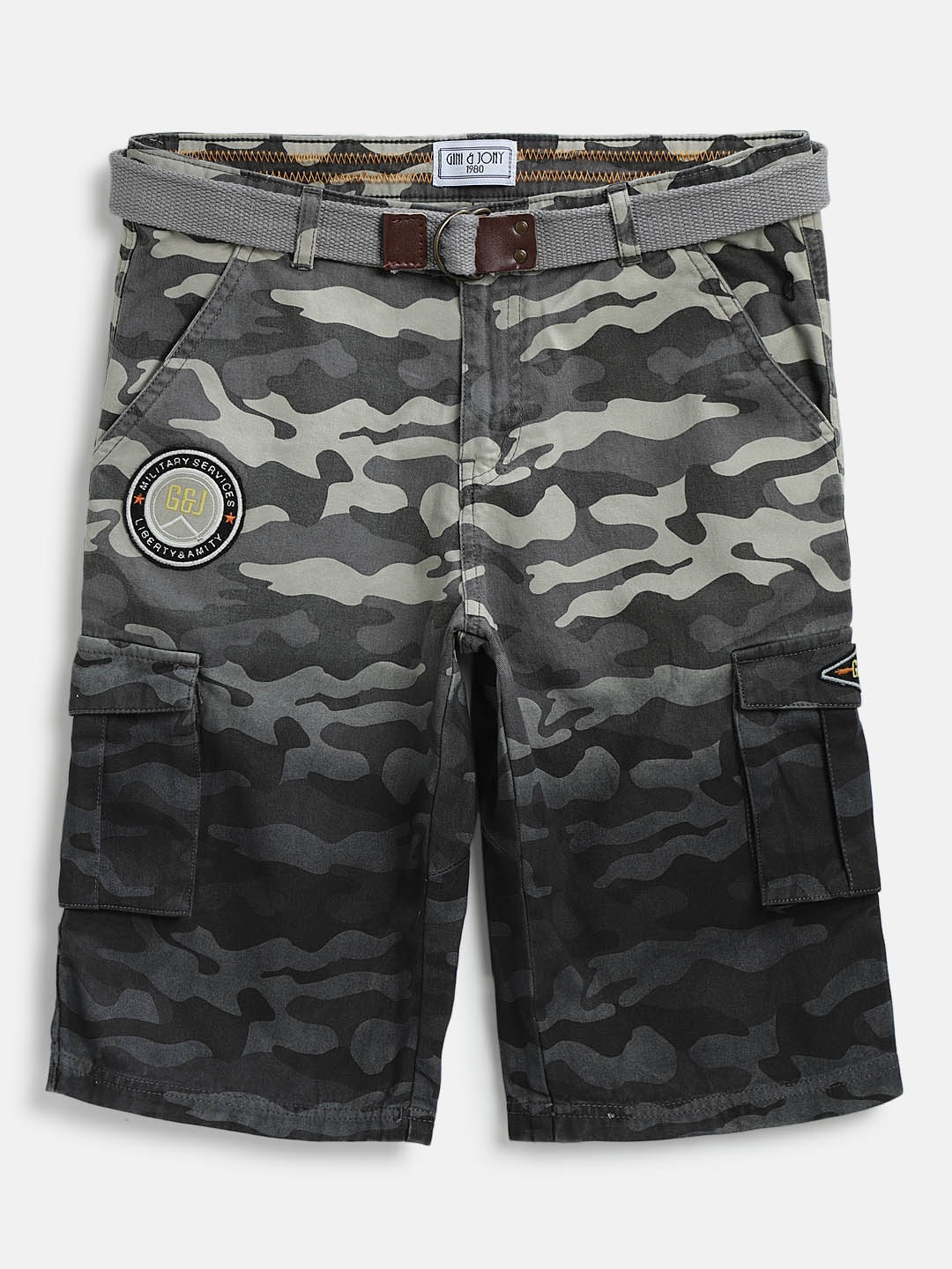 

Gini and Jony Boys Grey Camouflage Print Regular Fit Cargo Shorts