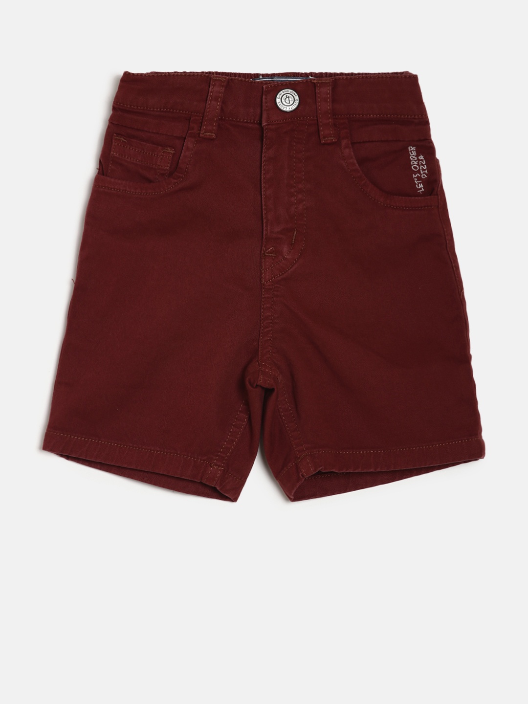 

Gini and Jony Boys Maroon Solid Denim Shorts