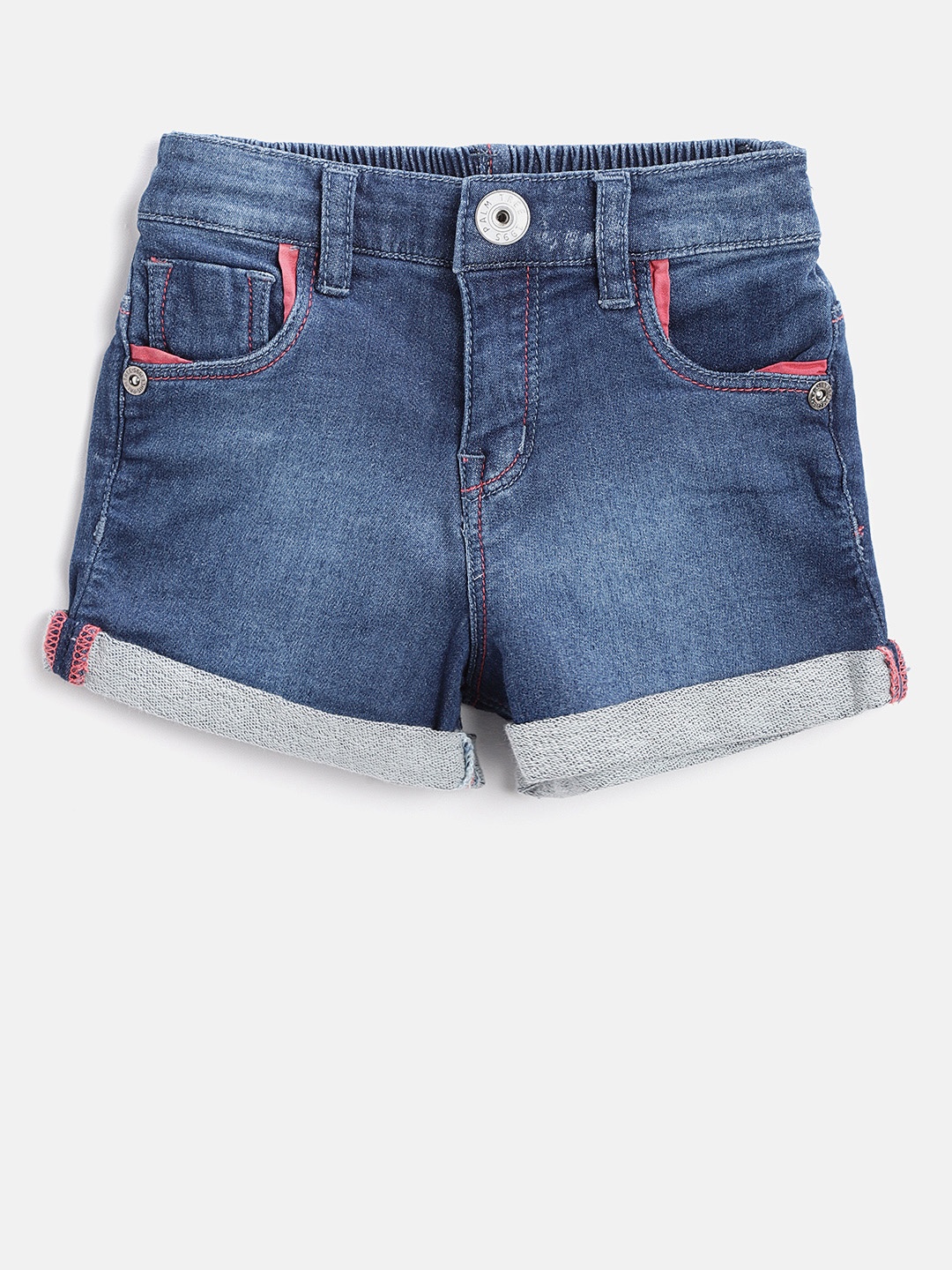 

Palm Tree Girls Blue Washed Regular Fit Denim Shorts