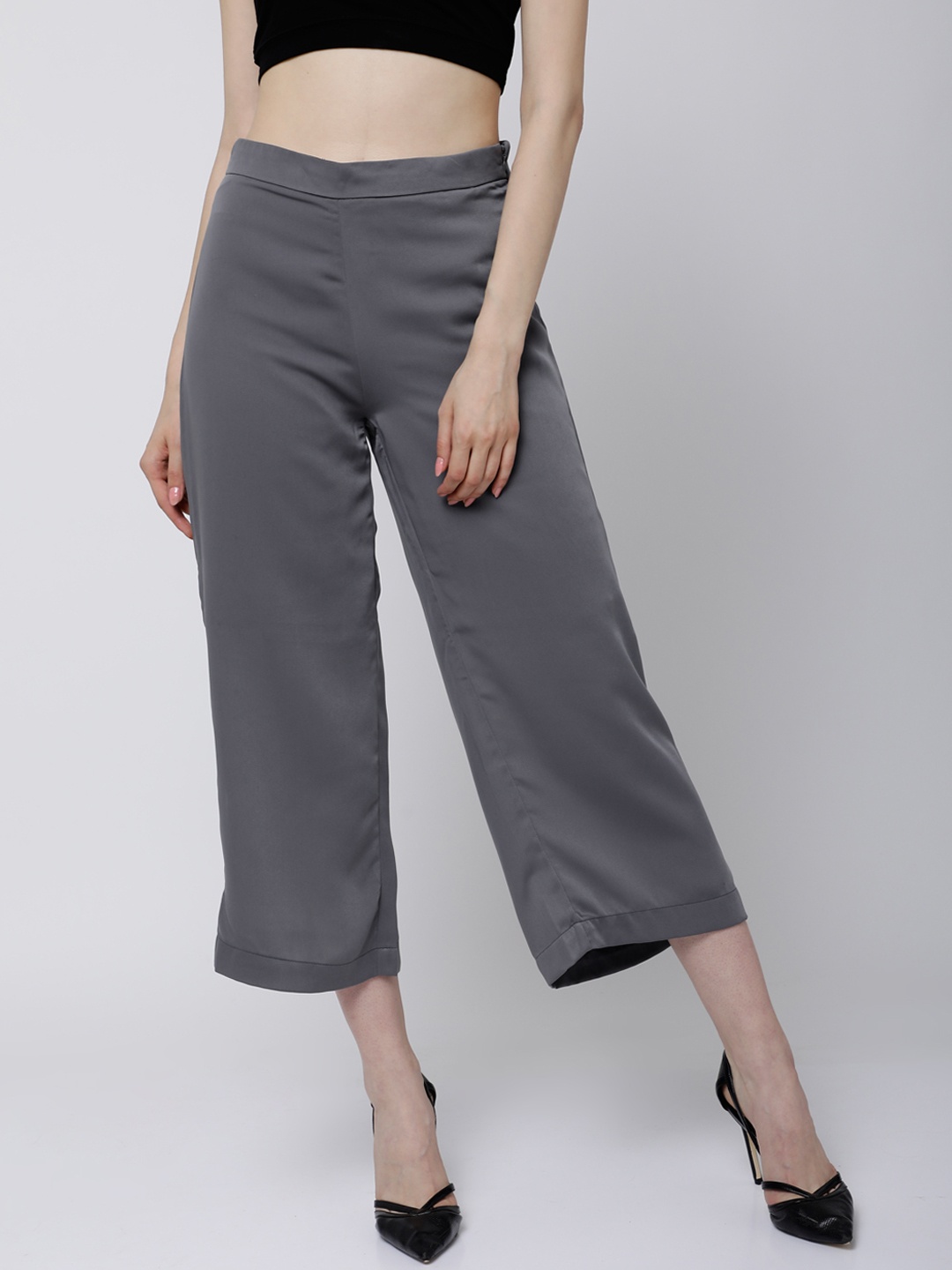 

Tokyo Talkies Women Grey Wide Leg Solid Palazzos