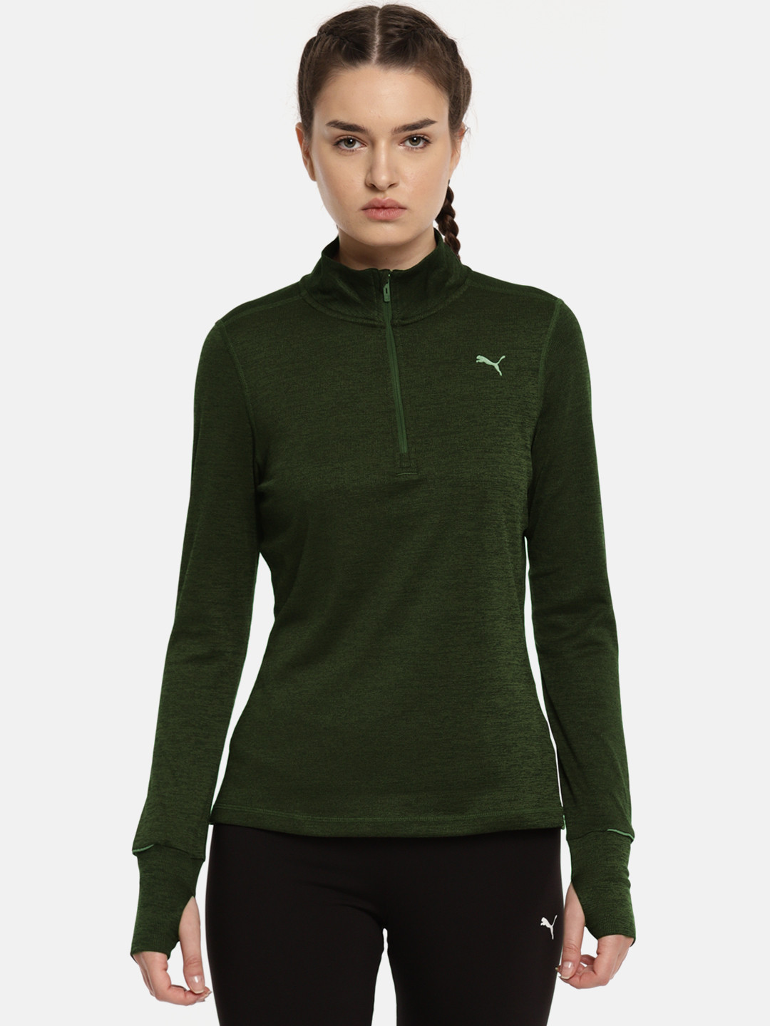 

Puma Olive Green Run 1/2 Zip Top W Sweatshirt