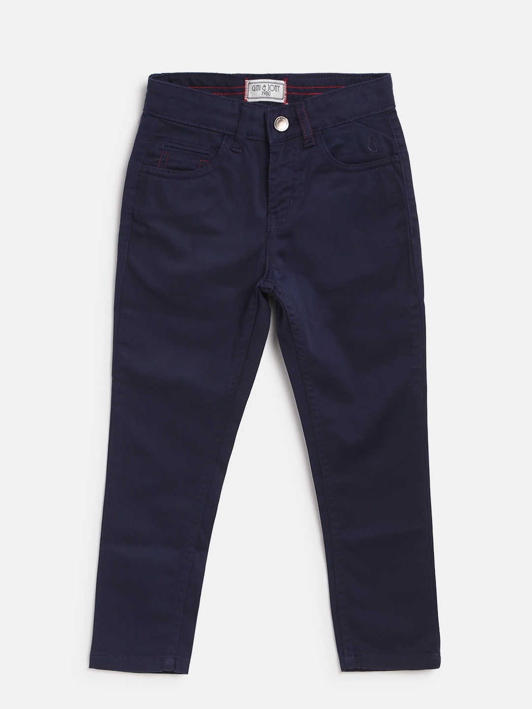 

Gini and Jony Boys Navy Blue Regular Fit Solid Trousers