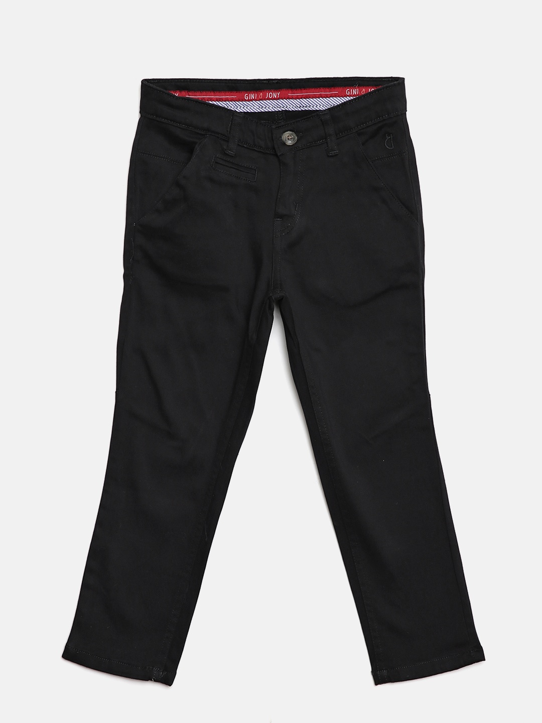 

Gini and Jony Boys Black Slim Fit Solid Trousers